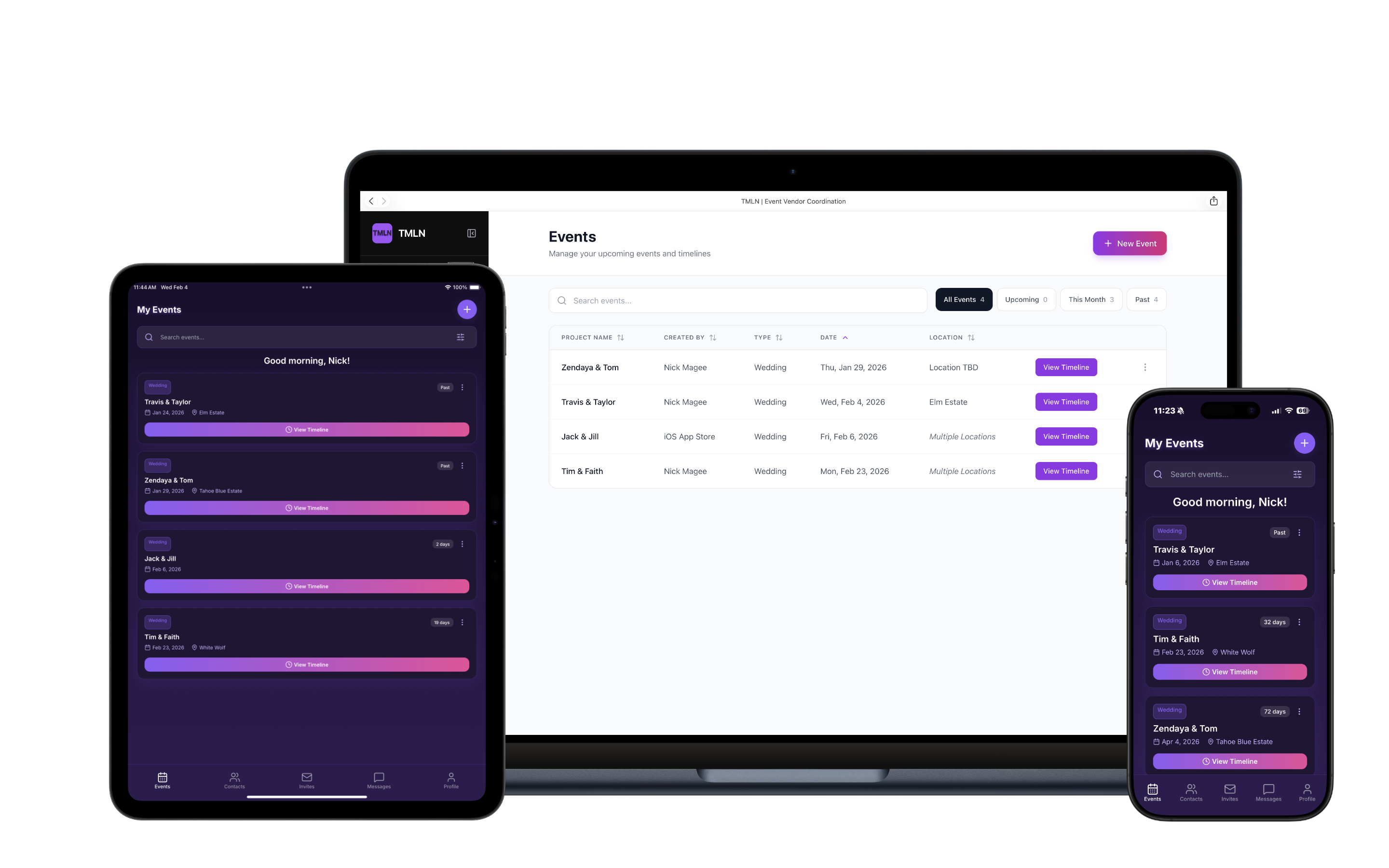 TMLN on desktop, tablet, and mobile